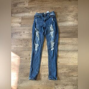 Classic Blue Distressed Skinny Jeans